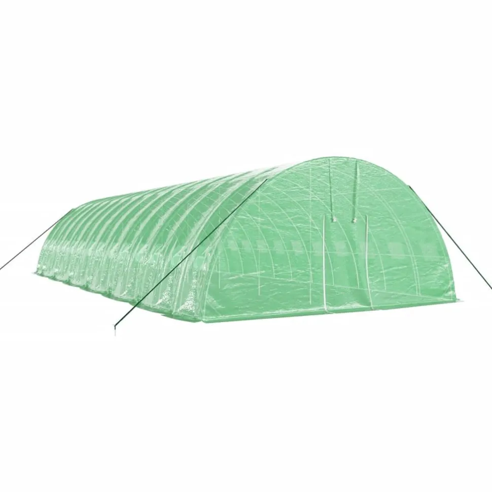 Kasvihuone teräsrungolla, valkoinen tai vihreä, eri kokoja (29942)