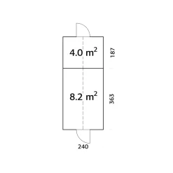 Kasvihuone vajalla Palmako Emilia 8,2+4,0 m2