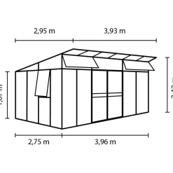 Kasvihuone Vitavia Aphrodite 11.5m² alumiinirunko musta
