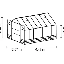 Kasvihuone Vitavia Cassandra 11.5m² alumiinirunko lasi musta
