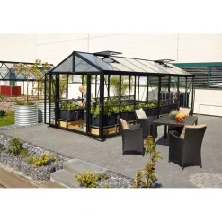 Kasvihuone Vitavia Poseidon 10000 10 m² turvalasi/musta kennolevykatto