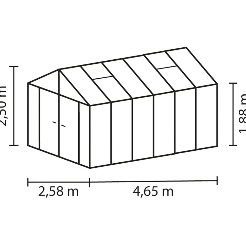 Kasvihuone Vitavia Poseidon 11900, 11.9m², lasi/polykarbonaatti, musta