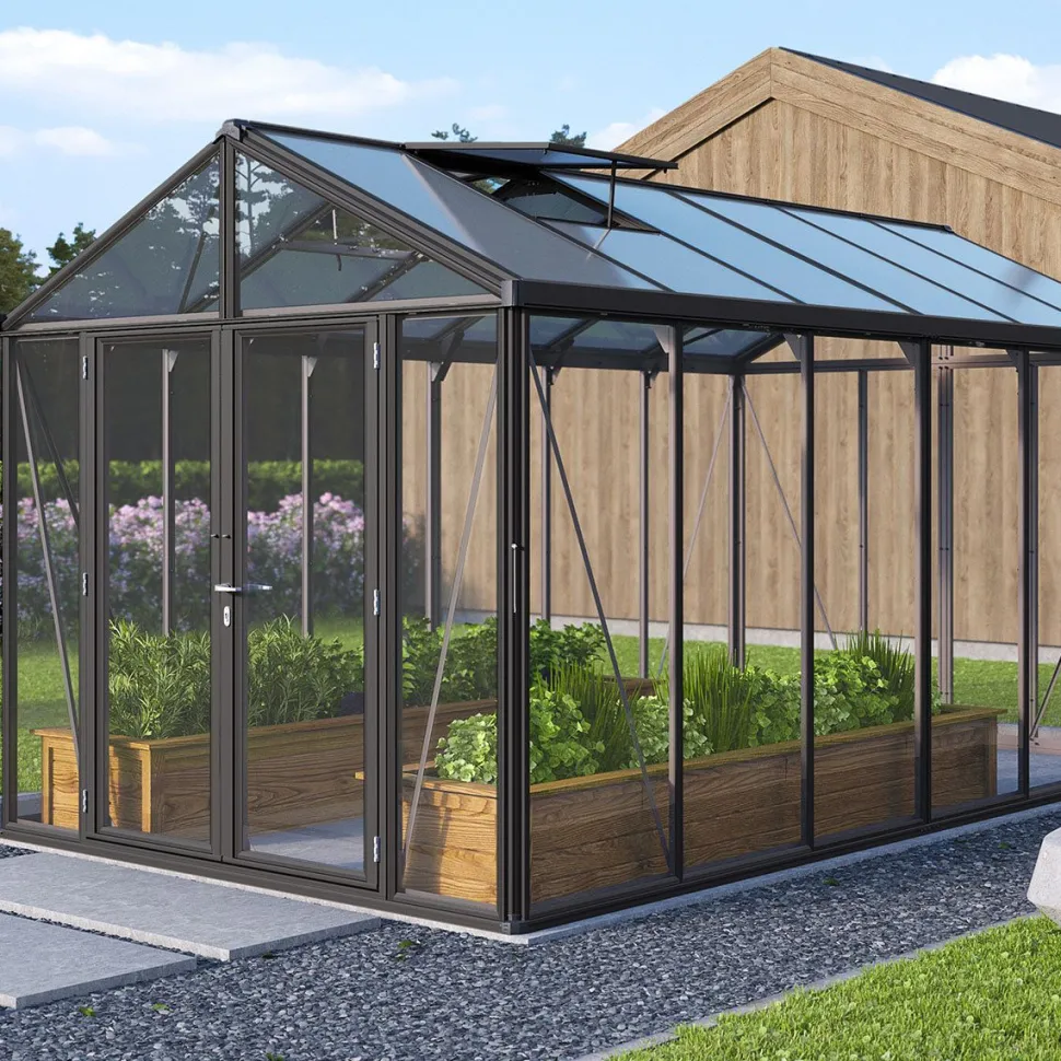 Kasvihuone Vitavia Poseidon 11900, 11.9m², lasi/polykarbonaatti, musta