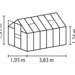 Kasvihuone Vitavia Venus 7.5m² lasi alumiinirunko harmaa