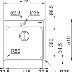 Keittiöallas Frank Bell BCX 610-38TL 415x480 mm rst