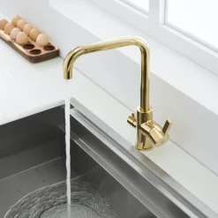 Keittiöhana Bathlife Atlant pesukoneventtiilillä kulta