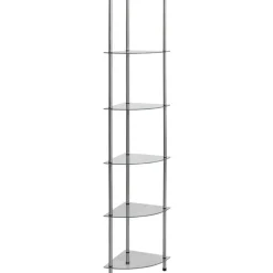 6-kerroksinen hylly läpinäkyvä 30x30x160 cm karkaistu lasi