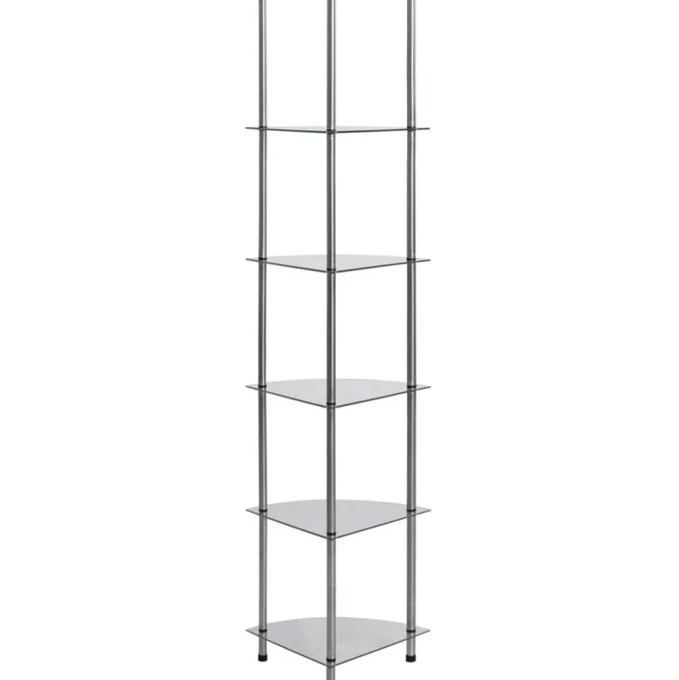 6-kerroksinen hylly läpinäkyvä 30x30x160 cm karkaistu lasi