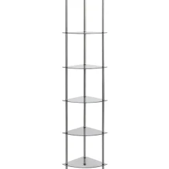 6-kerroksinen hylly läpinäkyvä 30x30x160 cm karkaistu lasi