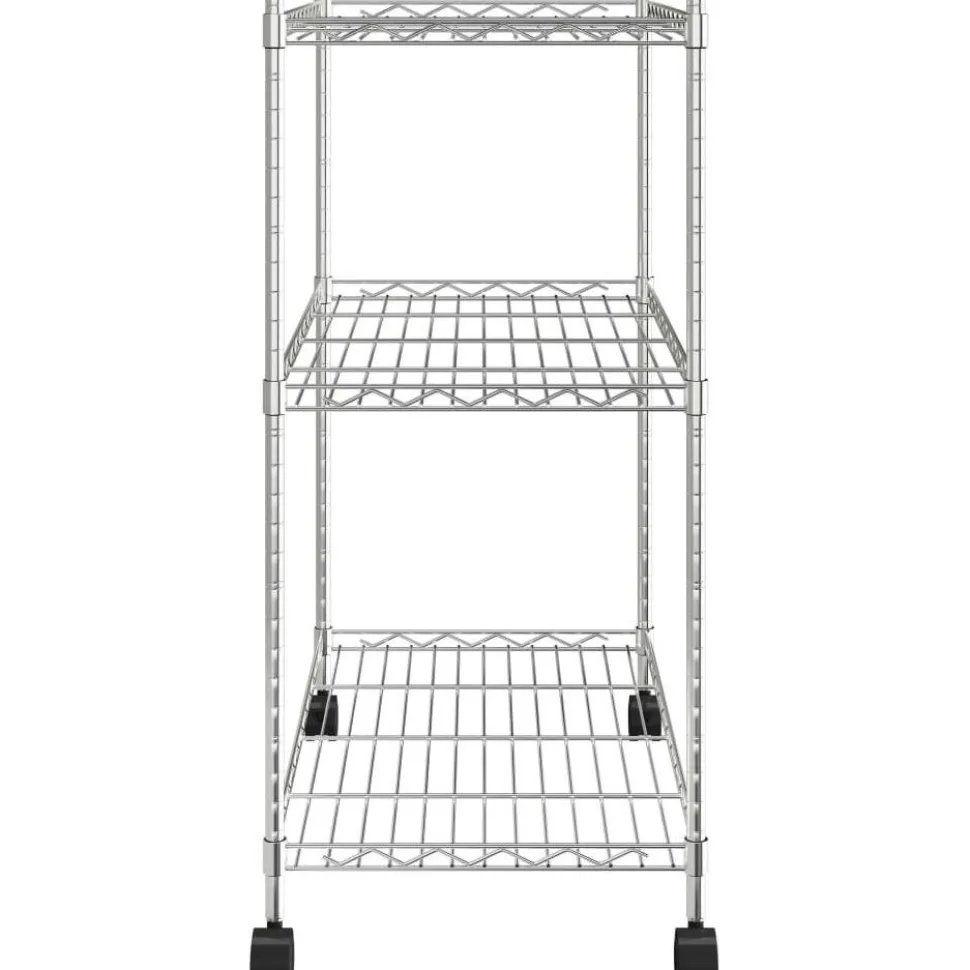 3-kerroksinen varastohylly pyörillä 60x35x81 cm kromi 150 kg