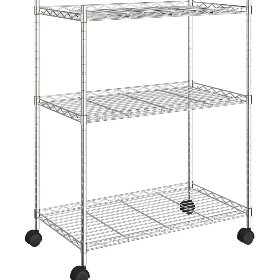 3-kerroksinen varastohylly pyörillä 60x35x81 cm kromi 150 kg