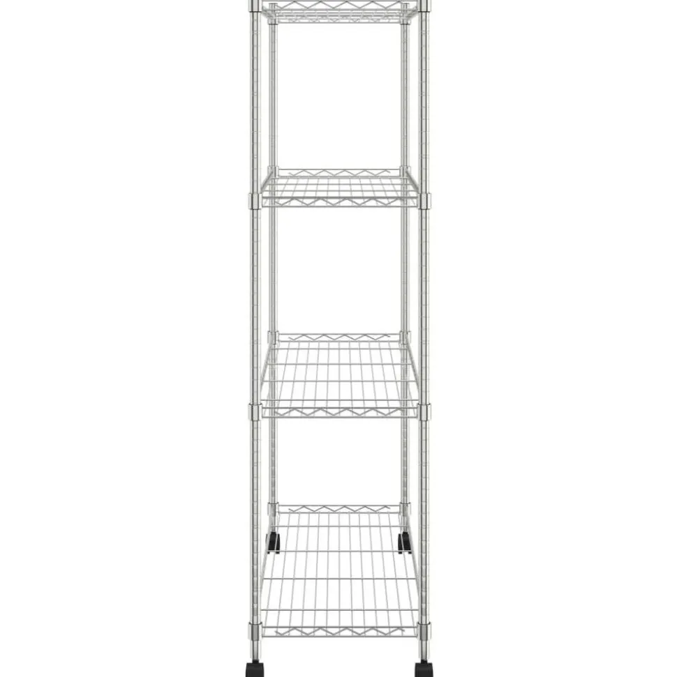 4-kerroksinen varastohylly pyörillä 90x35x142 cm kromi 200 kg