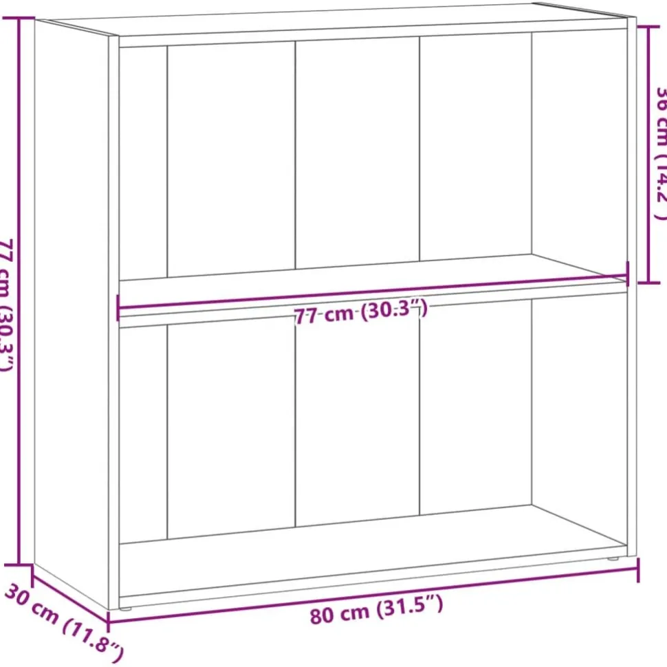 Kirjahylly artesaani tammi 80x30x77 cm tekninen puu (57930)