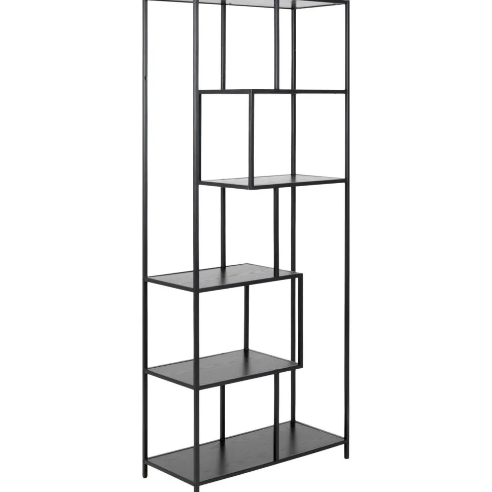 Kirjahylly Home4You SEAFORD 77x35xK185 cm, musta