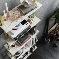 Kirjahylly Linento Furniture Piante valkoinen/kulta