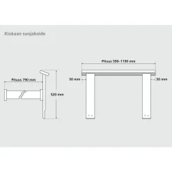 Kiuassuojakaide Hermanni, 990mm, lyhennettävä, puuvalmis, eri vaihtoehtoja