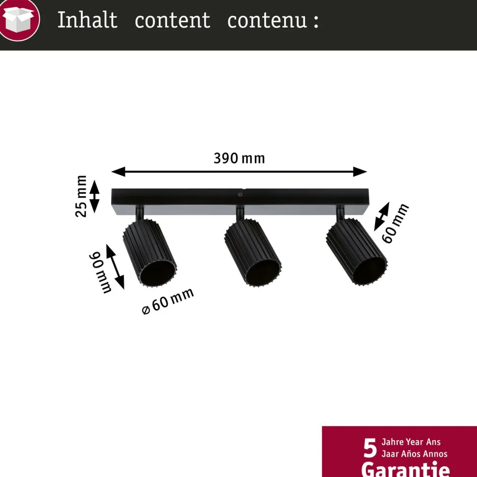 Kohdevalaisin Paulmann Lirena 3-osainen GU10 max. 3x10W metalli, mattamusta