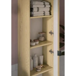 Korkea kaappi Interia Falun, 400x254x1400mm, 1-ovella, tammi