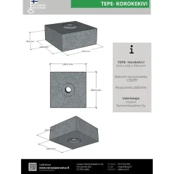 Korokekivi TEPE 240x240x100 mm ponttirakenteella harmaa
