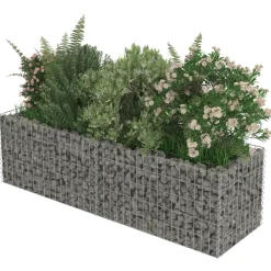 Korotettu kivikori/kukkalaatikko 3, galvanoitu teräs, eri kokoja