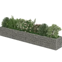 Korotettu kivikori/kukkalaatikko 3, galvanoitu teräs, eri kokoja