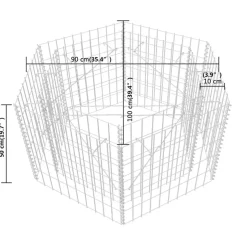 Korotettu kuusikulmainen gabion-/kivikorikehys 1, eri kokoja