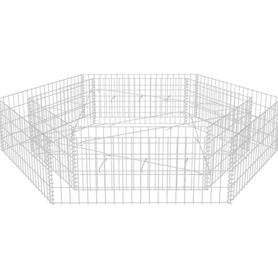 Korotettu kuusikulmainen gabion-/kivikorikehys 200x173x40 cm