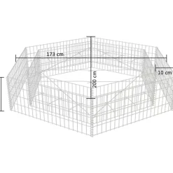 Korotettu kuusikulmainen gabion-/kivikorikehys 200x173x40 cm