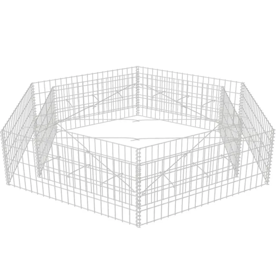 Korotettu kuusikulmainen gabion-/kivikorikehys 200x173x40 cm