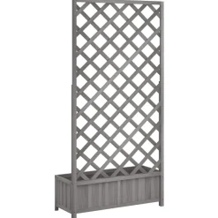 Kukkalaatikko säleiköllä harmaa, kuusta