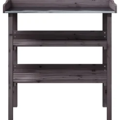 Kukkapöytä hyllyillä harmaa 78x38x82,5 cm, kuusi