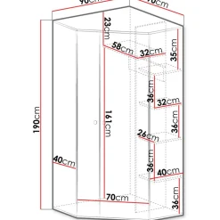 Kulmavaatekaappi Nomla PIXEL SYSTEM PX2, 90x90x190cm, valkoinen/ruskea