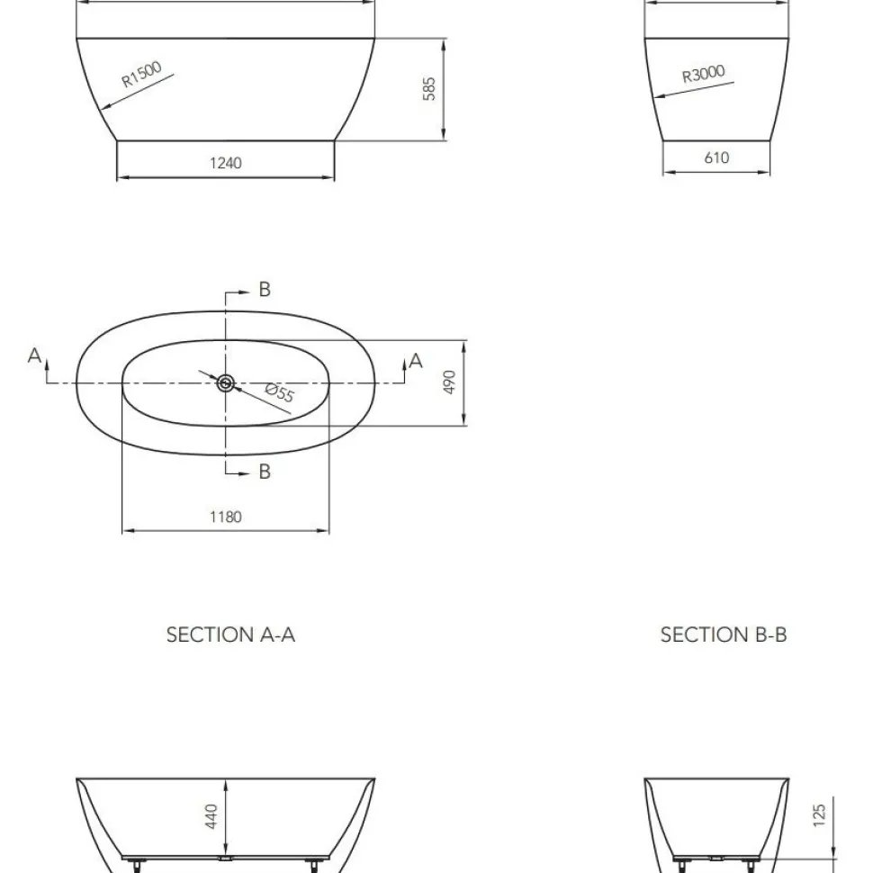 Kylpyamme Bathlife Sund 1700x820 mm valkoinen