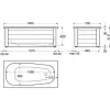 Kylpyamme Gustavsberg GBG 1400 155 l 1400x700 mm ilman etulevykehikkoa valkoinen