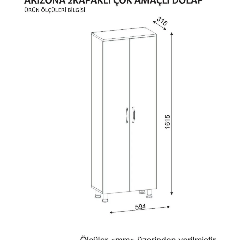 Kylpyhuoneen kaappi Linento Furniture Arizona 2, 59.4x173.6cm, valkoinen