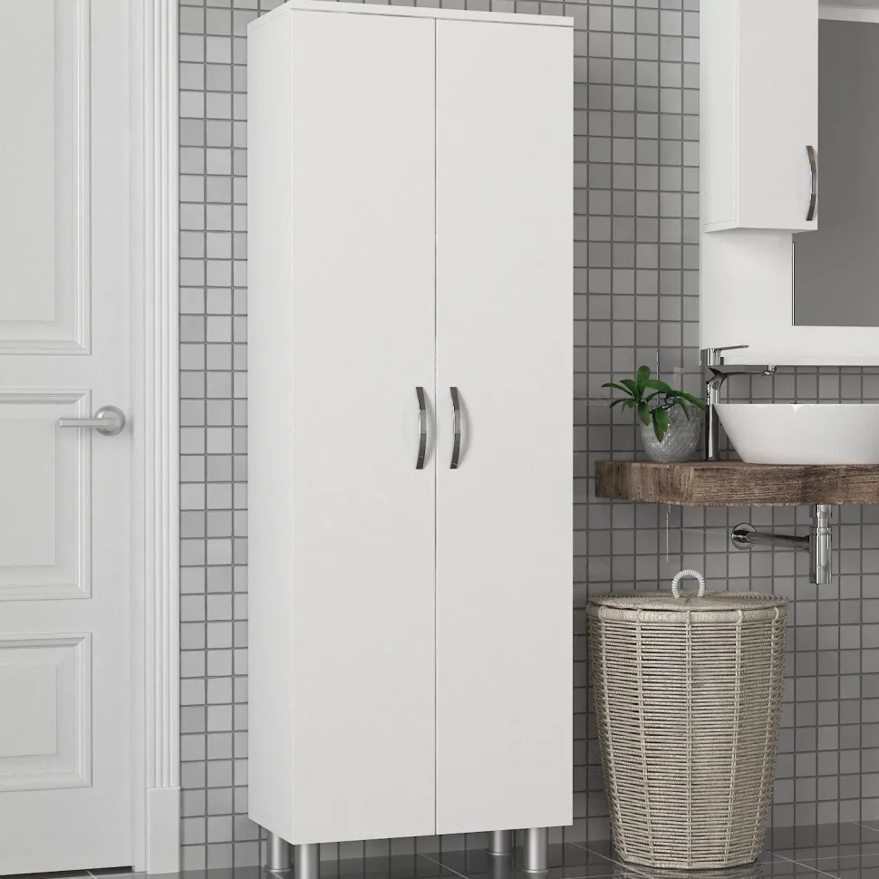 Kylpyhuoneen kaappi Linento Furniture Arizona 2, 59.4x173.6cm, valkoinen
