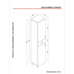 Kylpyhuoneen kaappi Linento Furniture Selin, 35x179cm, valkoinen