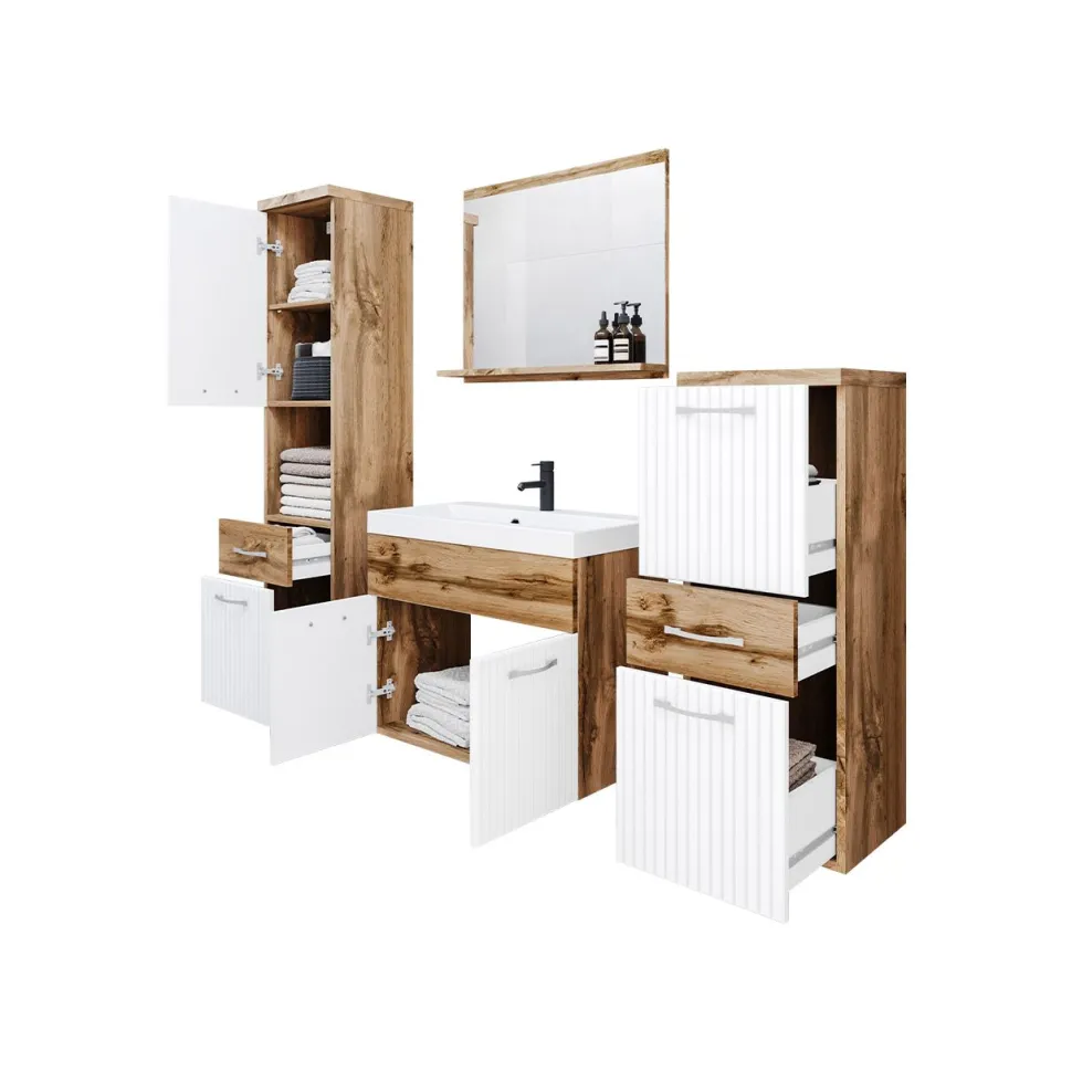 Kylpyhuoneen kalusteryhmä pesualtaalla ALBA MDF, beige/valkoinen (6241)