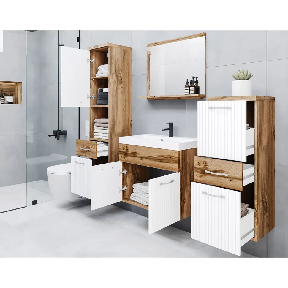 Kylpyhuoneen kalusteryhmä pesualtaalla ALBA MDF, beige/valkoinen (6241)