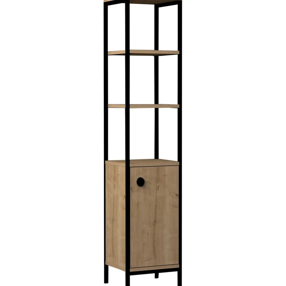 Kylpyhuoneen korkea kaappi Linento Furniture Derin, korkeus 161.8cm, ruskea