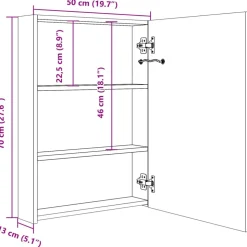 Kylpyhuoneen LED-Peilikaappi 50x13x70 cm (25543)