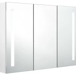 Kylpyhuoneen LED-peilikaappi, 89x14x62cm, kiiltävä valkoinen