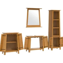 Kylpyhuoneryhmä 4-osainen, sis. allaskaappi + peili, täysi mänty (23464)