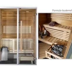 Kylpyhuonesauna Harvia Sirius Formula 1200x1240mm eri materiaaleja