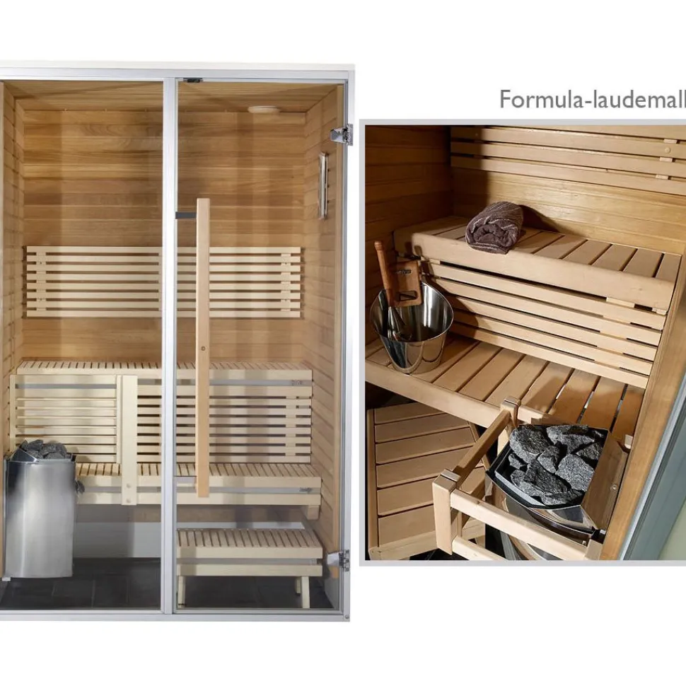 Kylpyhuonesauna Harvia Sirius Formula 1400x1240mm eri materiaaleja lämpökäsitelty panelointi