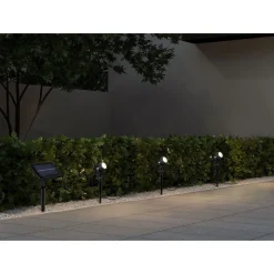 Ladattava aurinkokennovalaisin Trio Obidos Hybrid LED 3-osainen maapiikki hämärätunnistin 4000K mattamusta