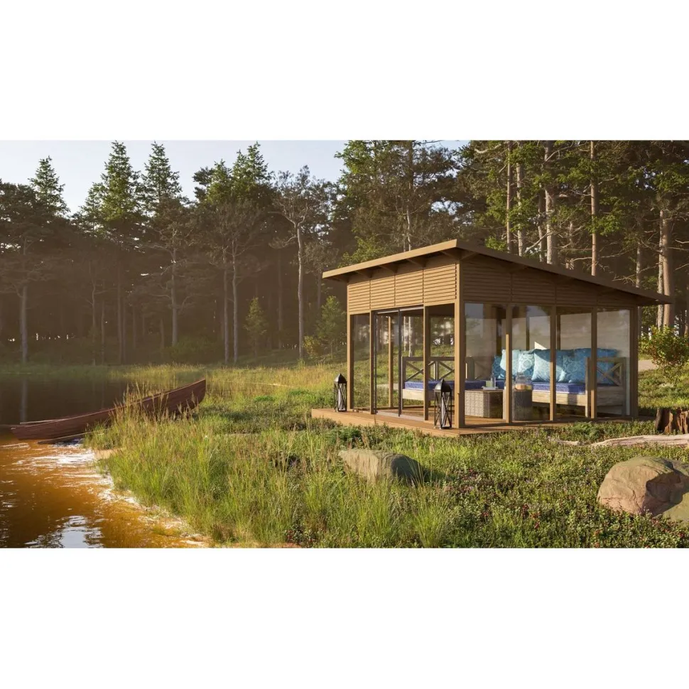 Lasipaviljonki pulpettikatolla 4x4m