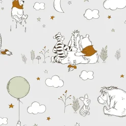 Lastenhuoneen tapetti Sandudd Winnie The Pooh Up, Up and Away 108594, Disney, harmaa