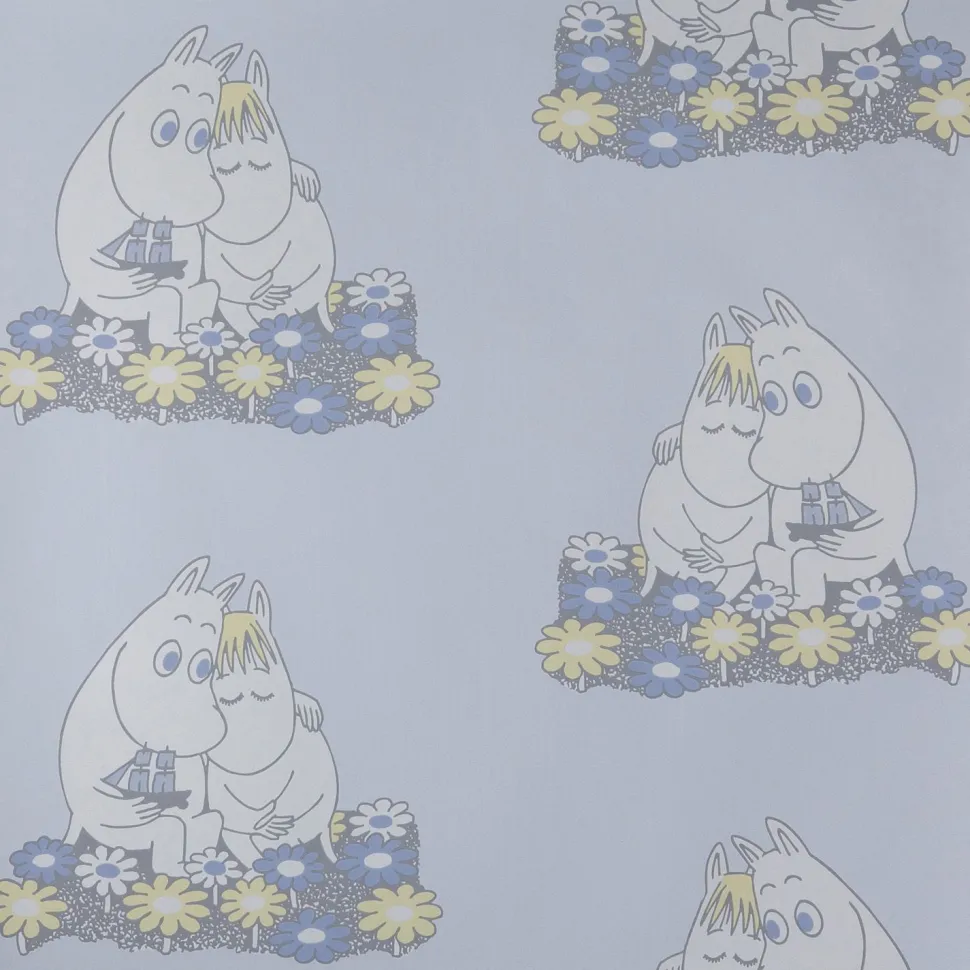Lastenhuoneen tapetti Sandudd Muumi 4909-2, 0,53x11,2m, sininen, non-woven