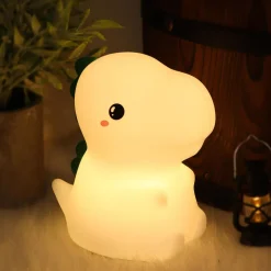 Lasten pöytävalaisin FocusLight Dino RGB ladattava valkoinen